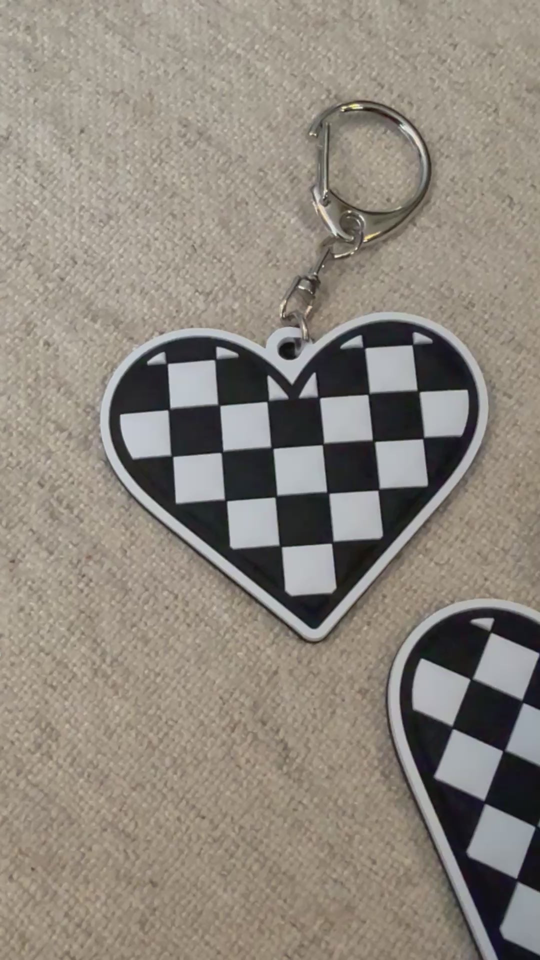 Checkered Heart Keychain