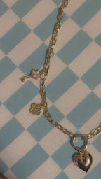 Heart Multi Charm Link Chain Necklace