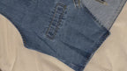 Front BowTie V-Neck Denim Vest “Deep Blue”